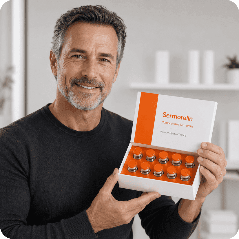 Man holding Sermorelin kit